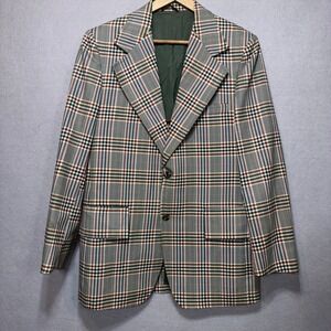 Vintage Towncraft JCPenney Mens 39R Plaid Blazer Sport Coat Jacket Green Rust